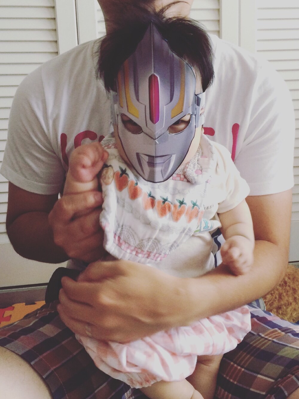 「女の子、ウルトラマン、ウルトラマンオーブ、マールマール」｜「Handmadeのアイテム（スタイ/よだれかけ、ホワイト系）」を使った、hacchanさん（キッズ・60cm）の夏コーディネートの1枚目の写真