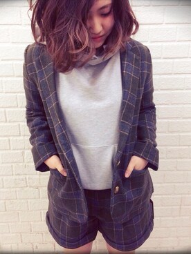 「SET UP」｜「アイテム（その他アウター）」を使った、HONAMI.mさん（レディース・158cm）の秋コーディネート