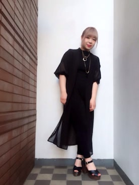 「LOWRYS FARM（ローリーズファーム）のアイテム（サンダル、ブラック系）」を使った、れいか ♡さん（レディース・157cm）の夏コーディネート