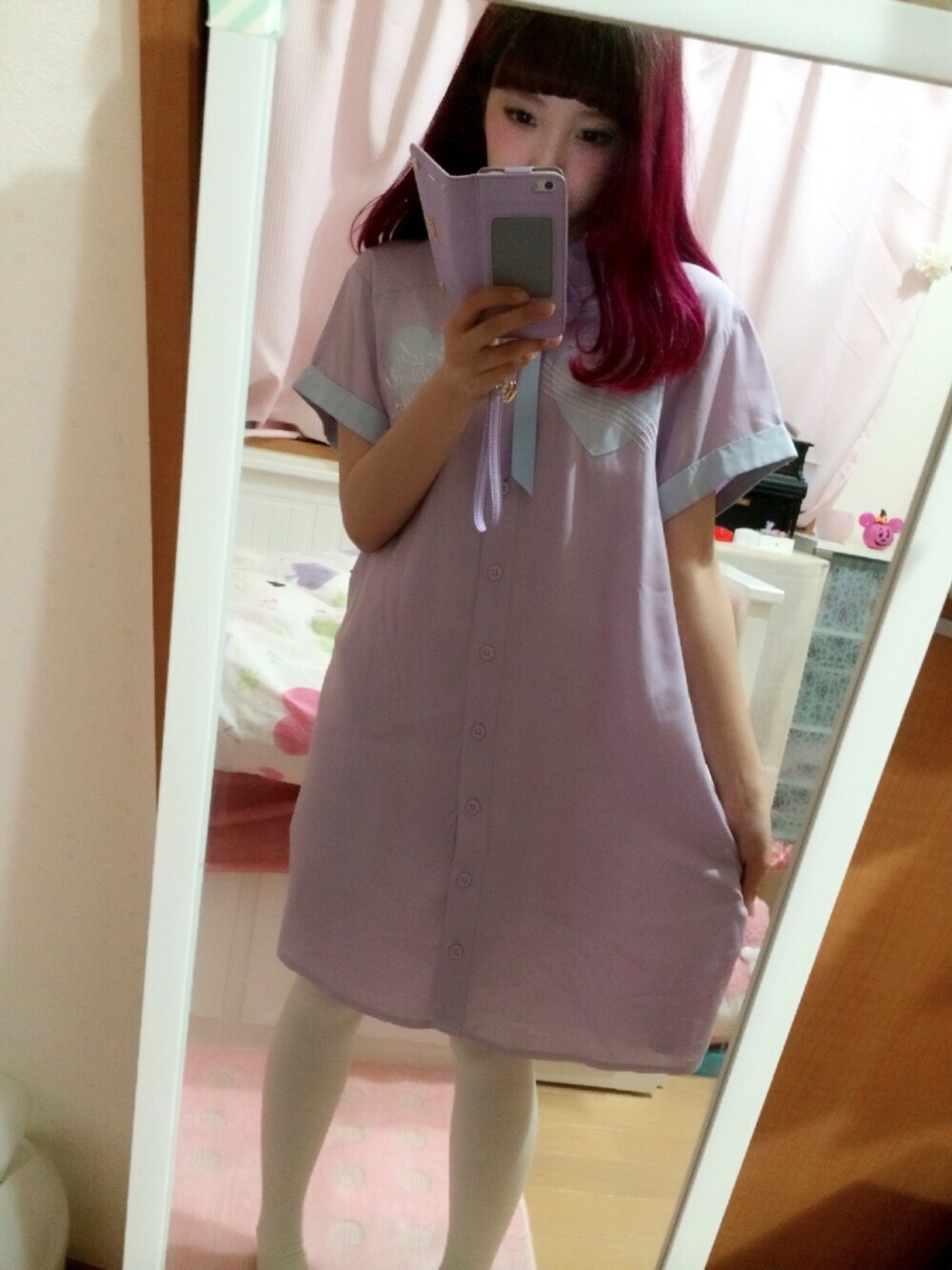 「Candy Stripper、ワンピース、メルヘン、原宿系、ゆめかわいい、パステルカラー」｜「Candy Stripperのアイテム（シャツワンピース、ピンク系）」を使った、Mano.さん（レディース・146cm）の夏コーディネートの1枚目の写真