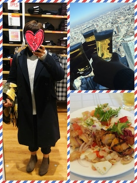 「同窓会」｜「アイテム（チェスターコート）」を使った、しほしさん（レディース・160cm）の冬コーディネート