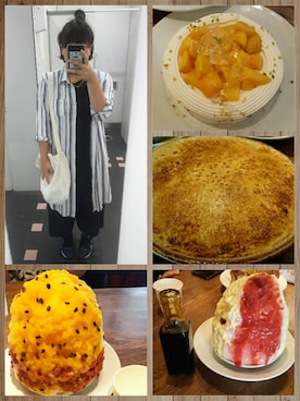 「B.L.U.E（ビーエルユーイー）のアイテム（トップス）」を使った、しほしさん（レディース・160cm）の夏コーディネート
