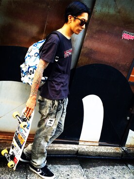 「Know1edge（ノウレッジ）のアイテム」を使った、Yuya Nagaiさん（メンズ・170cm）の夏コーディネート