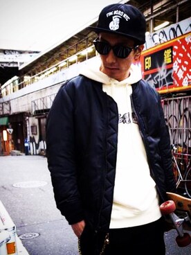 「5BORONYC（ファイブボロ）のアイテム」を使った、Yuya Nagaiさん（メンズ・170cm）の冬コーディネート