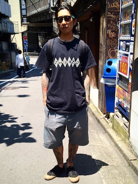 「Know1edge（ノウレッジ）のアイテム」を使った、Yuya Nagaiさん（メンズ・170cm）の夏コーディネート