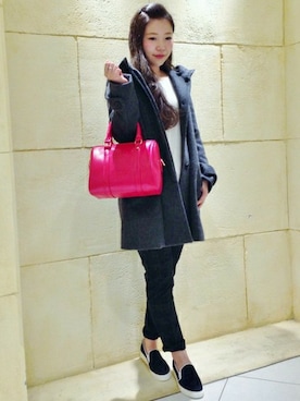 「ボストンバッグ」｜Laraさん（レディース・158cm）の冬コーディネート