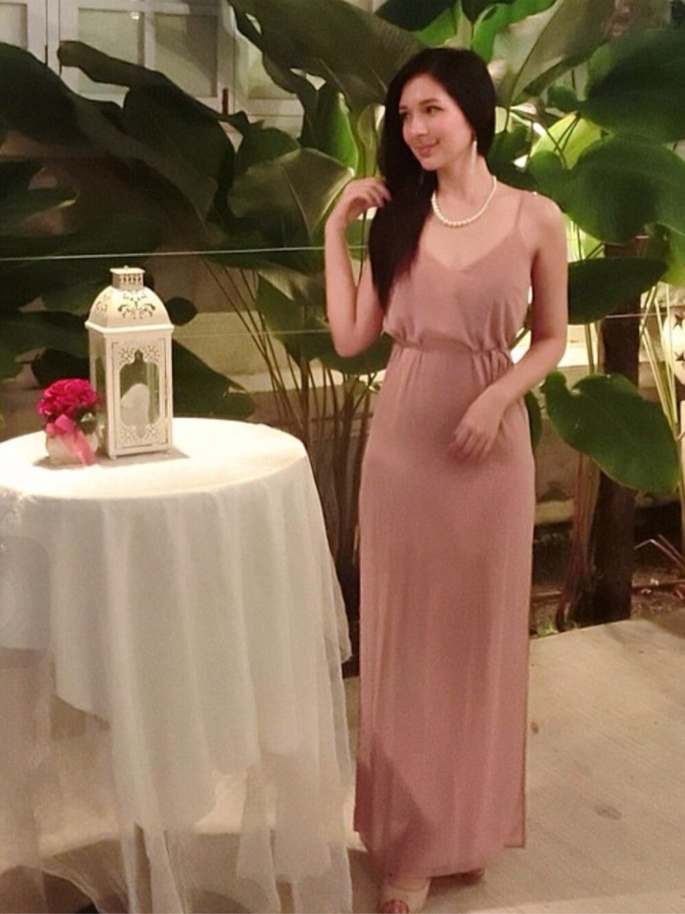 「Garden、Dinner」｜「FOREVER 21のアイテム（ワンピース、ピンク系）」を使った、Crystal ♡ さん（レディース・169cm）の春コーディネートの1枚目の写真