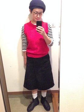 「アイテム（ベスト、レッド系）」を使った、sh!noさん（レディース・150cm）の秋コーディネート