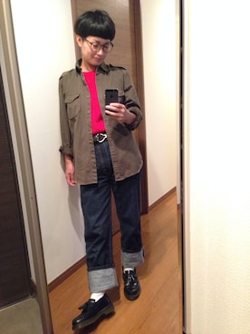 「アイテム（ベスト、レッド系）」を使った、sh!noさん（レディース・150cm）の秋コーディネート