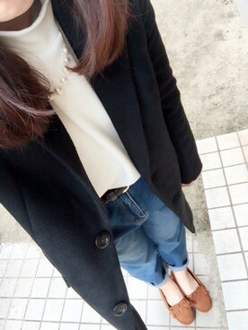 「マムジーンズ」｜saさん（レディース・148cm）の冬コーディネート