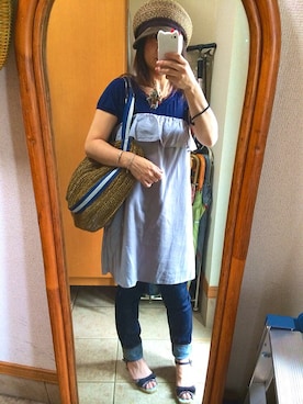 「アイテム（つなぎ/オールインワン、グレー系）」を使った、bannbiさん（レディース・158cm）の夏コーディネート