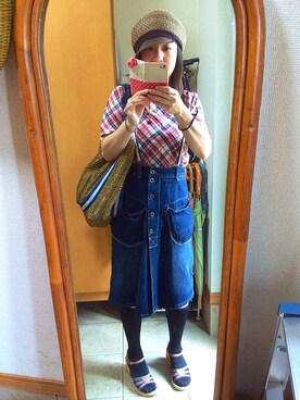「Asrabbit（エーズラビット）のアイテム（スカート）」を使った、bannbiさん（レディース・158cm）の夏コーディネート
