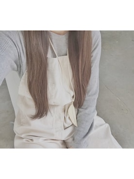 「ロングヘア」｜「アイテム（オールインワン・サロペット）」を使った、みやさん（レディース・159cm）の秋コーディネート