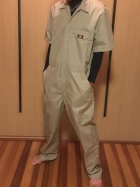 「アイテム（つなぎ/オールインワン、ベージュ系）」を使った、めんつくさん（メンズ・174cm）の夏コーディネート