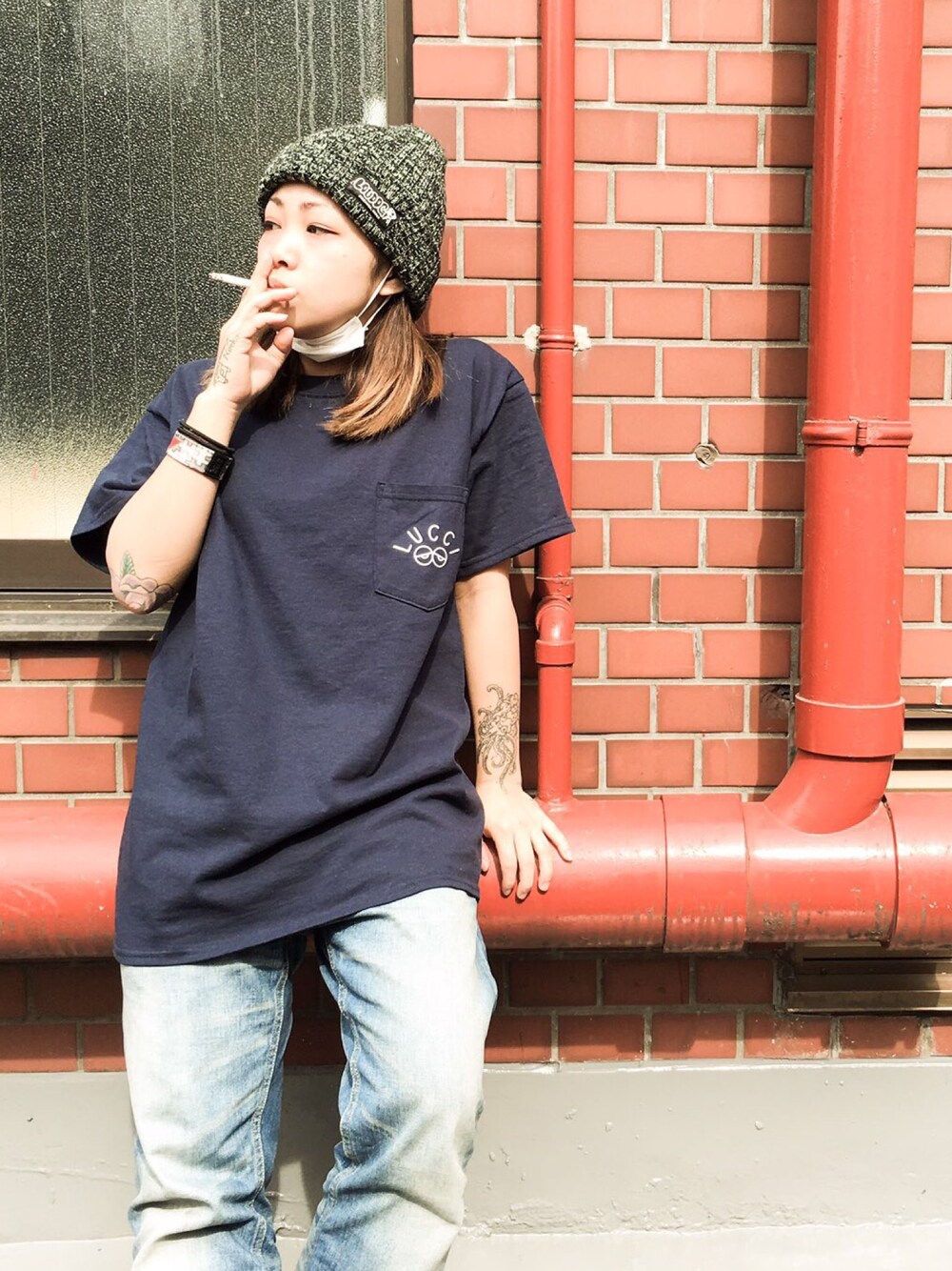 「LUCCIのアイテム（Tシャツ/カットソー、ブルー系）」を使った、Neekoさん（レディース・145cm）の秋コーディネートの1枚目の写真