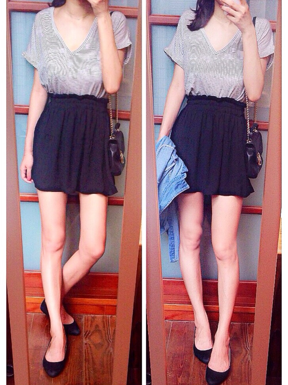 「ZARA、skirt、MichaelKors、joyceshop、leather、date style♡」｜「ZARAのアイテム（Tシャツ/カットソー、ホワイト系）」を使った、Annieさん（レディース・166cm）の秋コーディネートの1枚目の写真