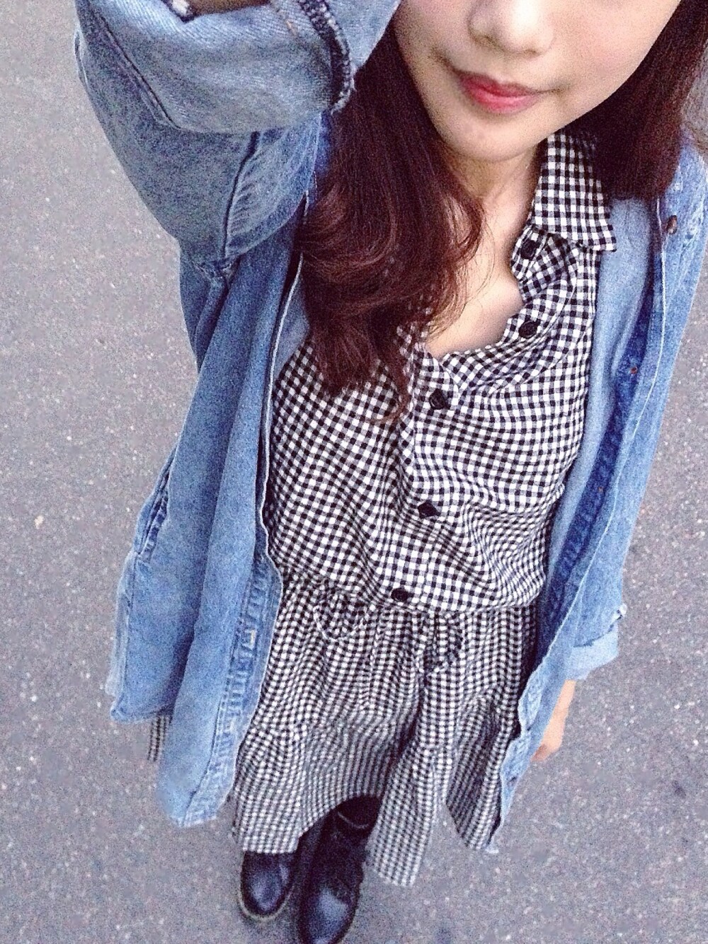 「PAZZO、gracegift、Meier.Q、格子」｜「MEIER.Qのアイテム（ワンピース、ブラック系）」を使った、Annieさん（レディース・166cm）の秋コーディネートの1枚目の写真