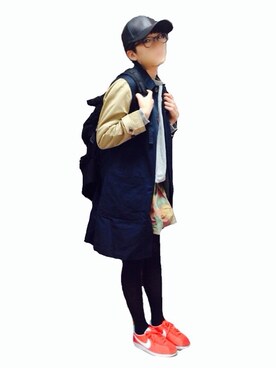 「I am I （アイアムアイ）のアイテム（ステンカラーコート）」を使った、monneさん（レディース・159cm）の秋コーディネート