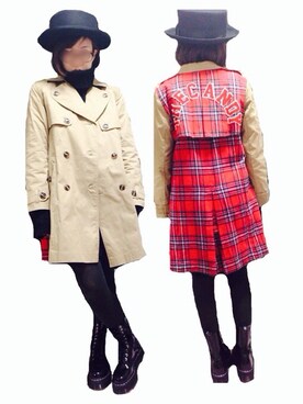 「厚底」｜「アイテム（トレンチコート）」を使った、monneさん（レディース・159cm）の冬コーディネート