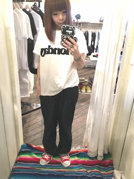 「MASTER&Co（マスターアンドコー）のアイテム（Tシャツ/カットソー）」を使った、タナカリナさん（レディース・165cm）の春コーディネート