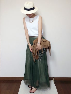 「ビジューアクセサリー」｜さくらさん（レディース・160cm）の夏コーディネート