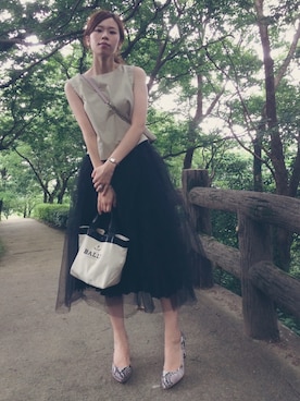 「Staircase（ステアケース）のアイテム」を使った、さくらさん（レディース・160cm）の夏コーディネート