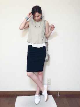 「夏秋ミックス」｜「アイテム（パンプス）」を使った、さくらさん（レディース・160cm）の夏コーディネート