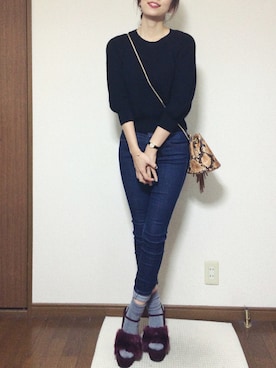 「SISLEY（シスレー）のアイテム（ニット/セーター）」を使った、さくらさん（レディース・160cm）の秋コーディネート