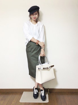「Bou Jeloud（ブージュルード）のアイテム（スカート）」を使った、さくらさん（レディース・160cm）の夏コーディネート