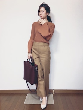 「Luftrobe（ルフトローブ）のアイテム（パンツ）」を使った、さくらさん（レディース・160cm）の秋コーディネート