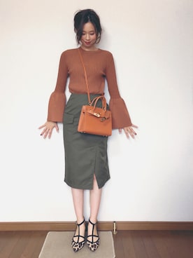 「Bou Jeloud（ブージュルード）のアイテム（スカート）」を使った、さくらさん（レディース・160cm）の秋コーディネート