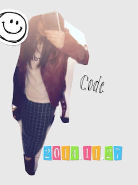 「アイテム（ライダースジャケット、レッド系）」を使った、aimysさん（レディース・154cm）の冬コーディネート