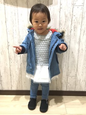 「おんなのこコーデ」｜「アイテム（ダウンジャケット/コート）」を使った、HanaRinさん（キッズ・80cm）の秋コーディネート