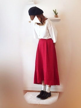 「べっ甲」｜「アイテム（ハンチング/ベレー帽）」を使った、☆NAM-i☆さん（レディース・155cm）の秋コーディネート