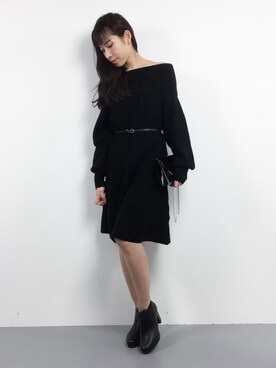 「Aラインワンピース」｜田中彩央里さん（レディース・158cm）の秋コーディネート