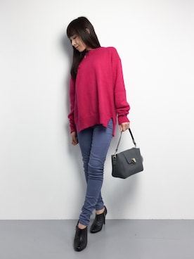 「interstaple（インターステイプル）のアイテム」を使った、田中彩央里さん（レディース・158cm）の秋コーディネート