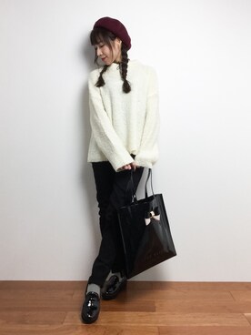 「Ted Baker（テッドベーカー）のアイテム」を使った、田中彩央里さん（レディース・158cm）の秋コーディネート