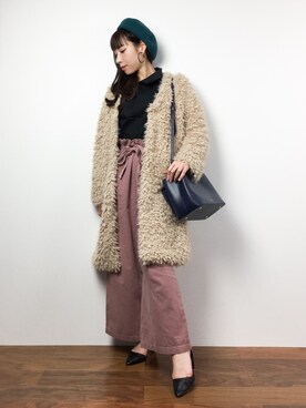 「SpRay（スプレイ）のアイテム（ノーカラージャケット）」を使った、田中彩央里さん（レディース・158cm）の秋コーディネート