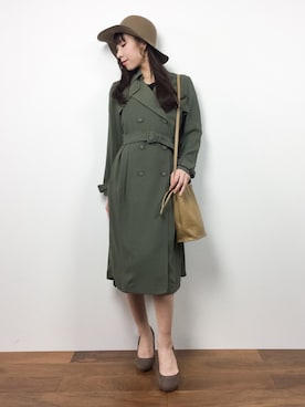 「MISCH MASCH（ミッシュマッシュ）のアイテム（トレンチコート）」を使った、田中彩央里さん（レディース・158cm）の冬コーディネート