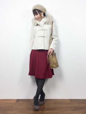 「MISCH MASCH（ミッシュマッシュ）のアイテム（ジャケット/アウター）」を使った、田中彩央里さん（レディース・158cm）の冬コーディネート