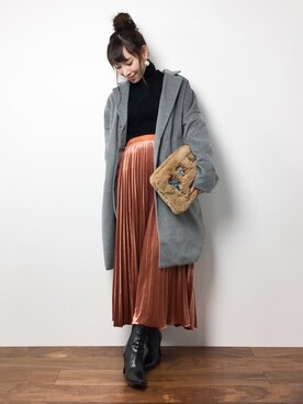 「KOBE LETTUCE」｜「アイテム（チェスターコート）」を使った、田中彩央里さん（レディース・158cm）の冬コーディネート