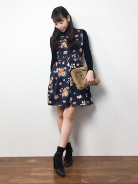 「Aラインワンピース」｜田中彩央里さん（レディース・158cm）の冬コーディネート