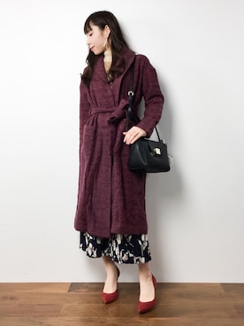「BLISS POINT（ブリスポイント）のアイテム（その他アウター）」を使った、田中彩央里さん（レディース・158cm）の冬コーディネート