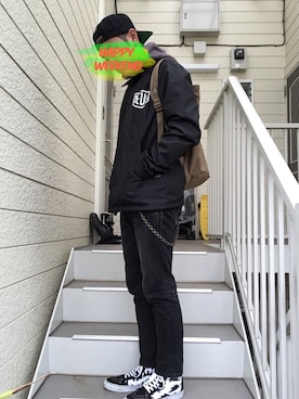 「HUF」｜「アイテム（ナイロンジャケット）」を使った、t.mさん（メンズ・174cm）の秋コーディネート