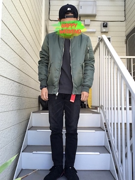 「HUF（ハフ）のアイテム（ミリタリージャケット）」を使った、t.mさん（メンズ・174cm）の秋コーディネート