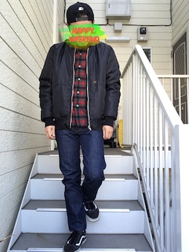 「HUF（ハフ）のアイテム（ミリタリージャケット）」を使った、t.mさん（メンズ・174cm）の秋コーディネート