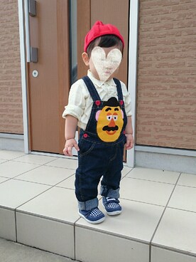 「Disney（ディズニー）のアイテム（オールインワン・サロペット）」を使った、Yusei☆さん（キッズ・80cm）の秋コーディネート