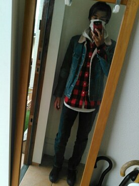 「WEGO（ウィゴー）のWEGO/フリンジチェックネルシャツ（シャツ/ブラウス、その他）」を使った、TOWAさん（メンズ・175cm）の秋コーディネート