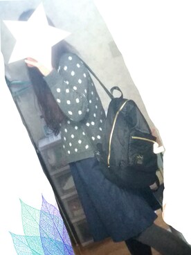 「LBC（エルビーシー）の高密度ナイロンフウリュック    （バックパック/リュック、ブラック系）」を使った、AYAKO☺さん（レディース・167cm）の冬コーディネート