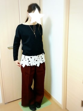 「Adam et Rope A・E・R（アダムエロペ）のアイテム（スラックス）」を使った、AYAKO☺さん（レディース・167cm）の冬コーディネート